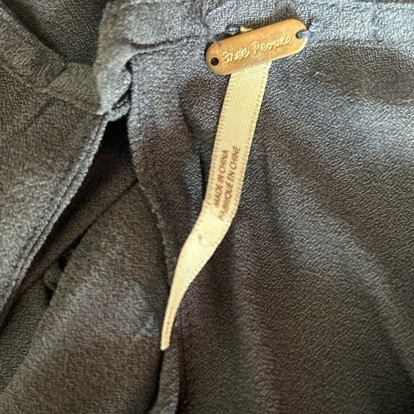 Free People Women Dusty Blue Swiss Dot Mesh Peplum Blouse Crochet Lace Trim Top - Picture 5 of 6